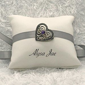 Vintage Heart Brooch, Marcasite & Amethyst, 925